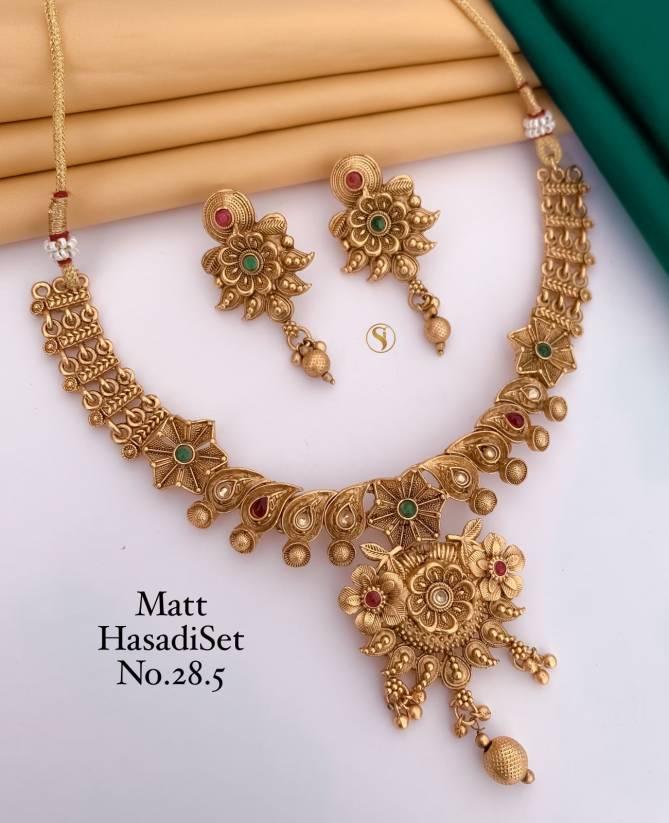 02 Matte Fancy Designer Hasadi Set Necklace Wholesale Price In Surat
